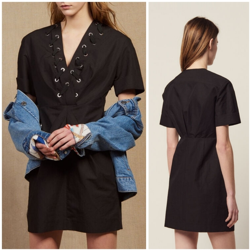 Sandro Clara Interwoven eyelets dress size M